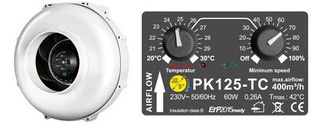 Prima Klima PK125 400m³/h + Temperature & Speed Controllers